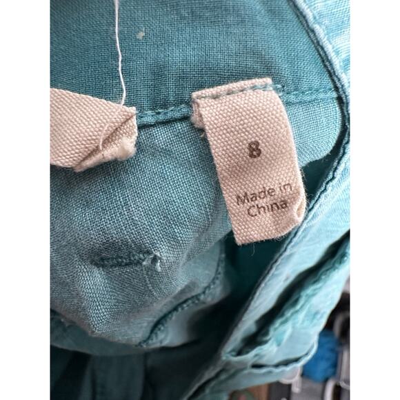 Soft Surroundings Linen Pants Womens Sz 8 Wide Leg Embroidered Belt‎ Cropped - Picture 6 of 10